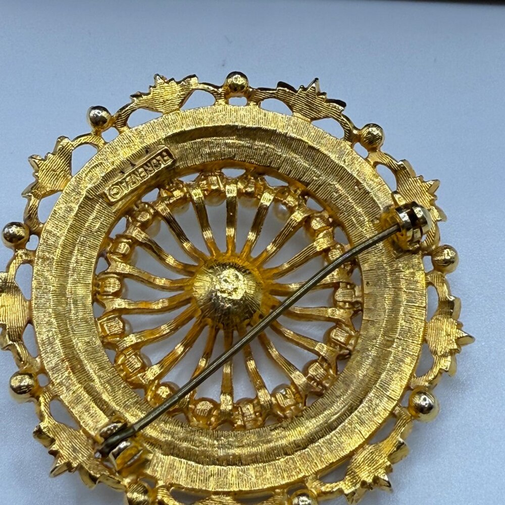 Vintage Florenza Gold Pin with Pearls - Picture 6 of 6